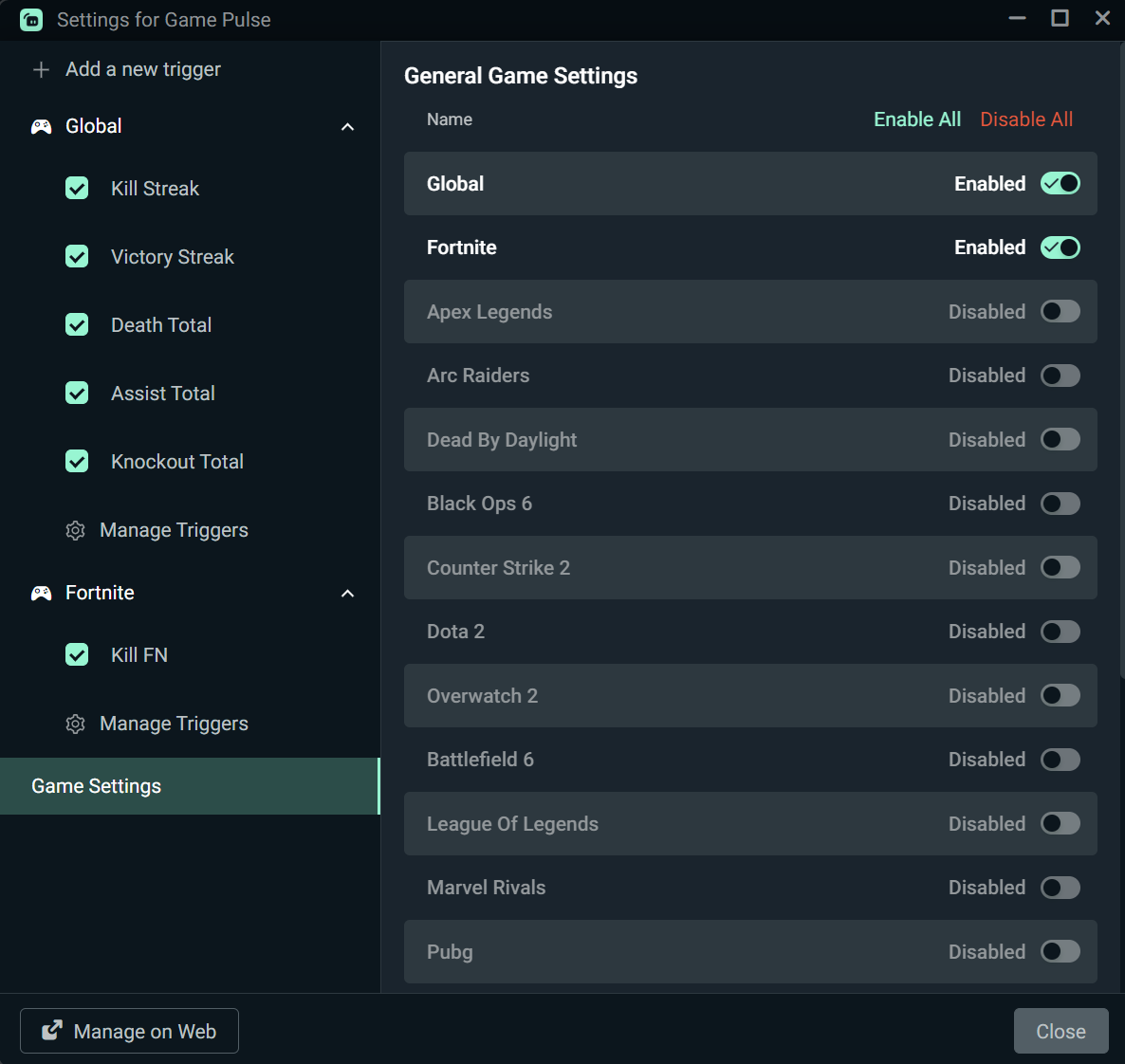 streamlabs desktop game pulse widget gamne settings in streamlabs desktop